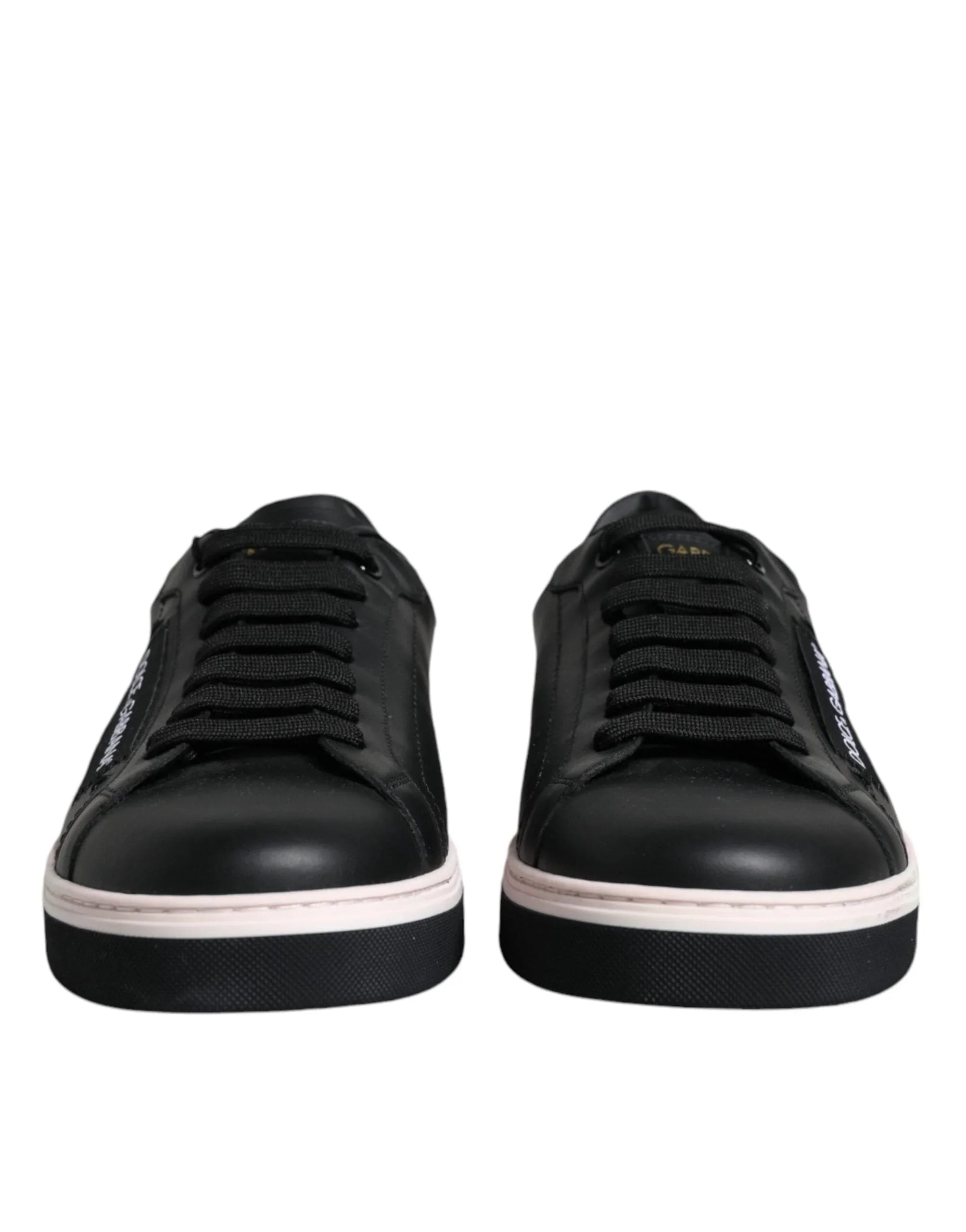 Dolce & Gabbana Sneakers Dolce & Gabbana Black Leather Low Top Men Sneakers Shoes