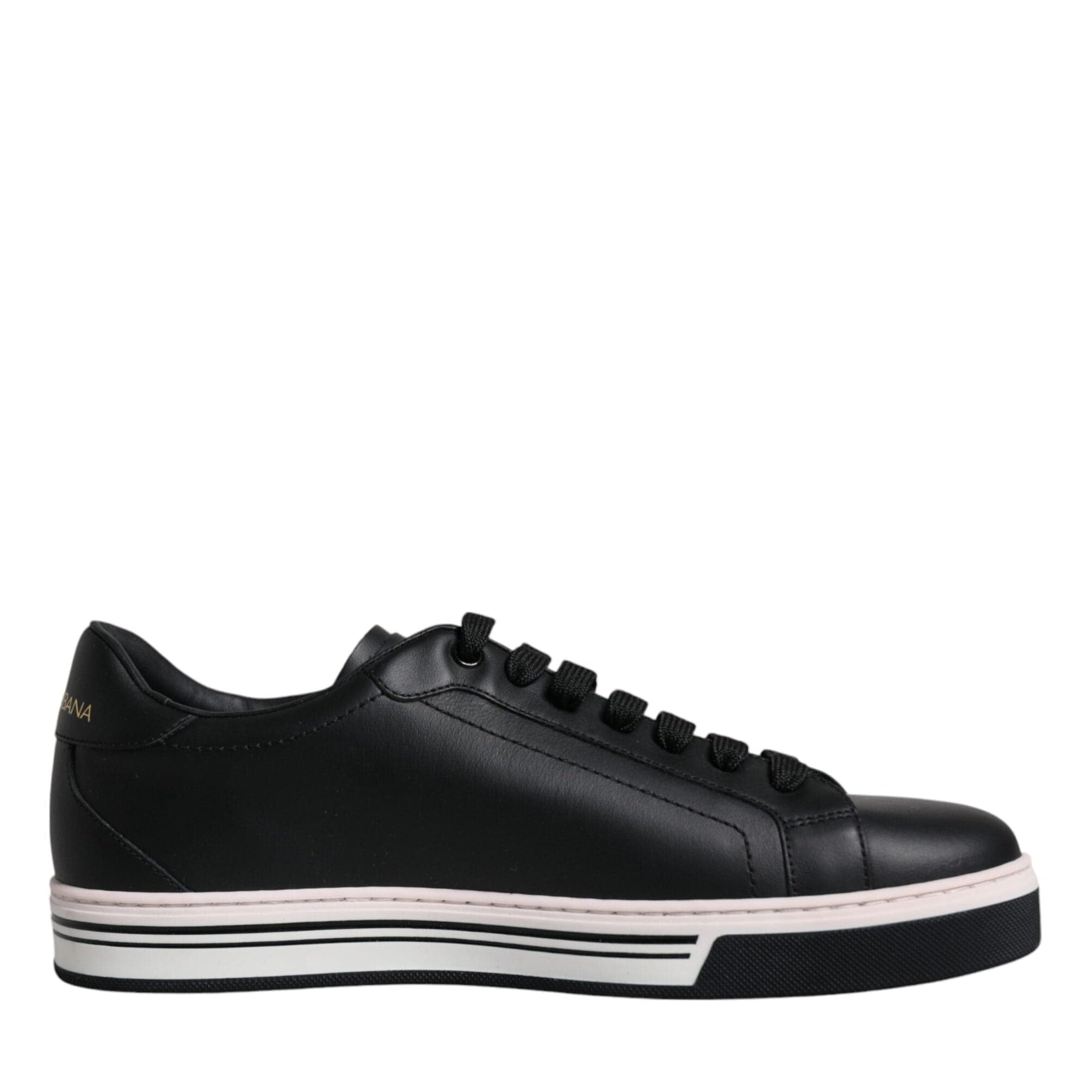 Dolce & Gabbana Sneakers Dolce & Gabbana Black Leather Low Top Men Sneakers Shoes