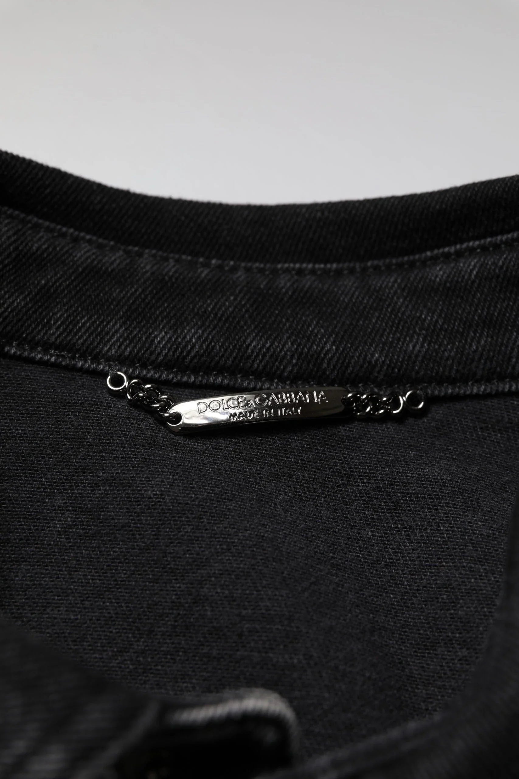 Dolce & Gabbana Jackets IT52 | XL Dolce & Gabbana Black Logo Cotton Stretch Denim Jacket