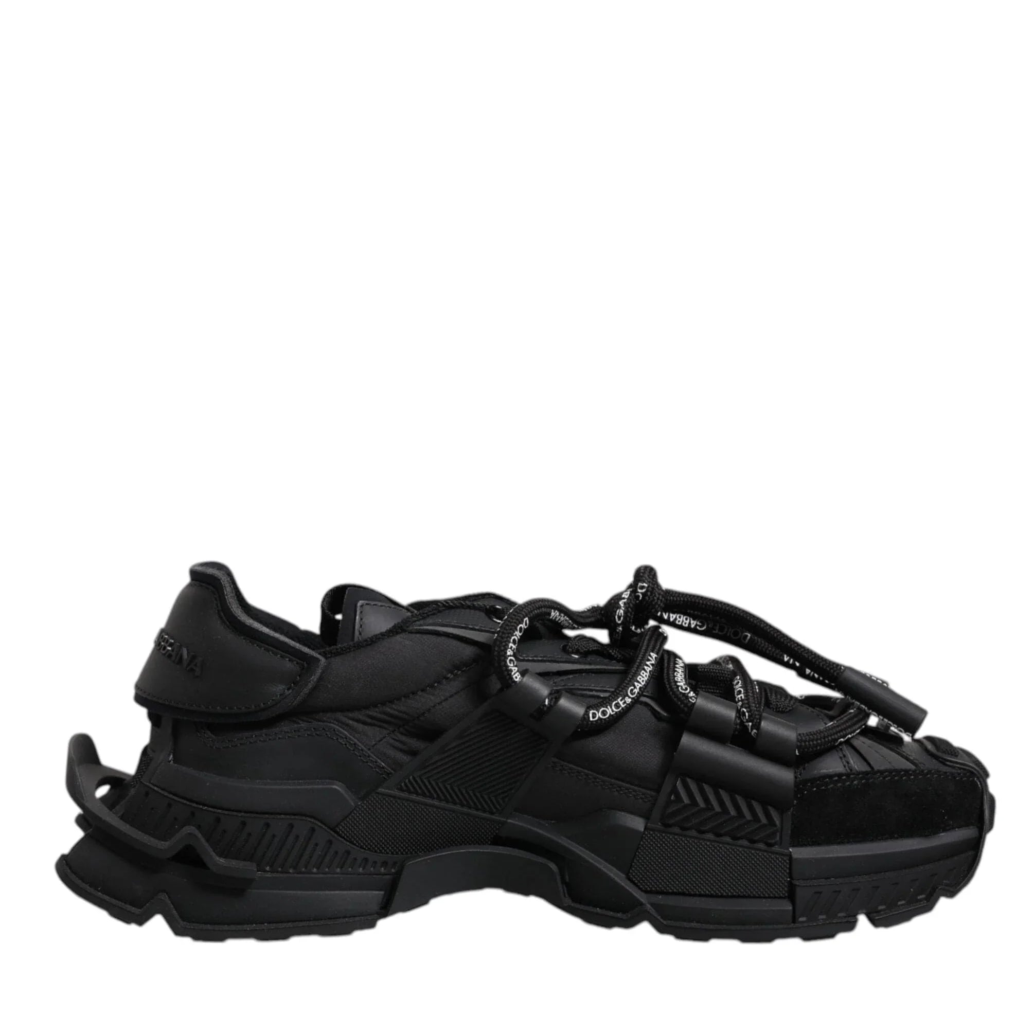 US6 Dolce & Gabbana Black Low Top Space Lace Up Sneakers Shoes