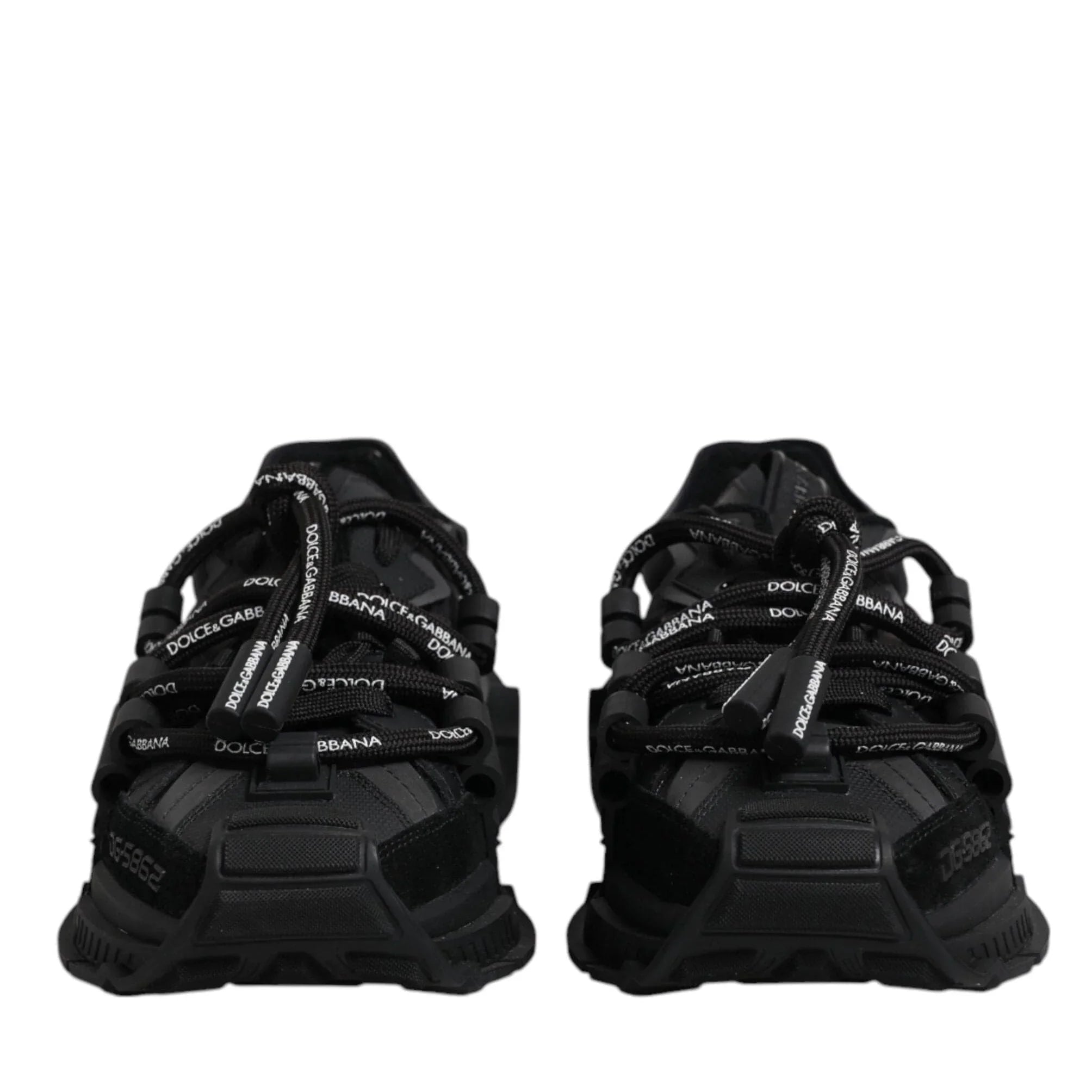 US6 Dolce & Gabbana Black Low Top Space Lace Up Sneakers Shoes