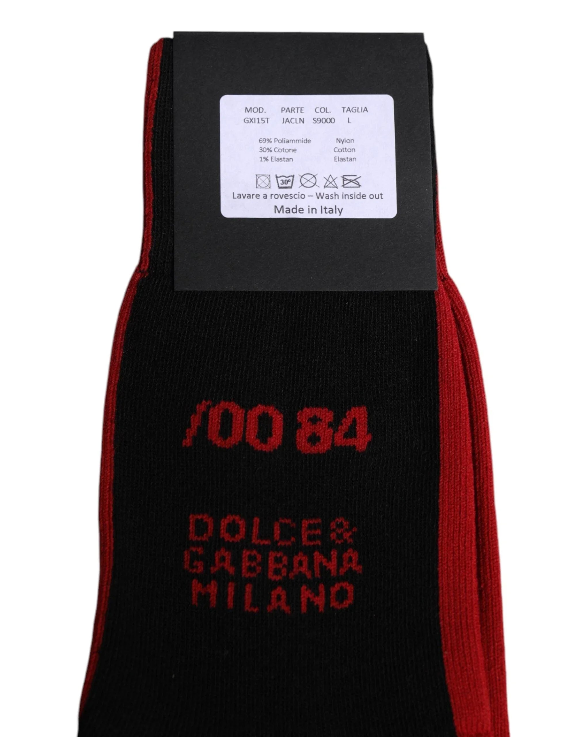 Dolce & Gabbana L Dolce & Gabbana Black Nylon DG Logo Mid Calf Men Socks
