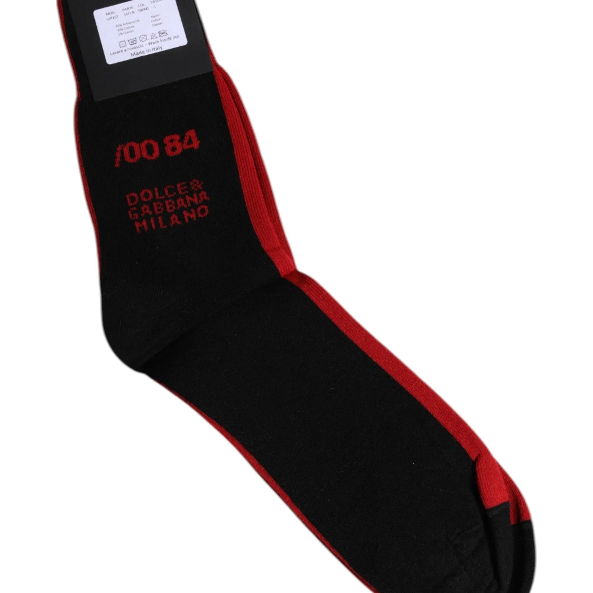 Dolce & Gabbana L Dolce & Gabbana Black Nylon DG Logo Mid Calf Men Socks