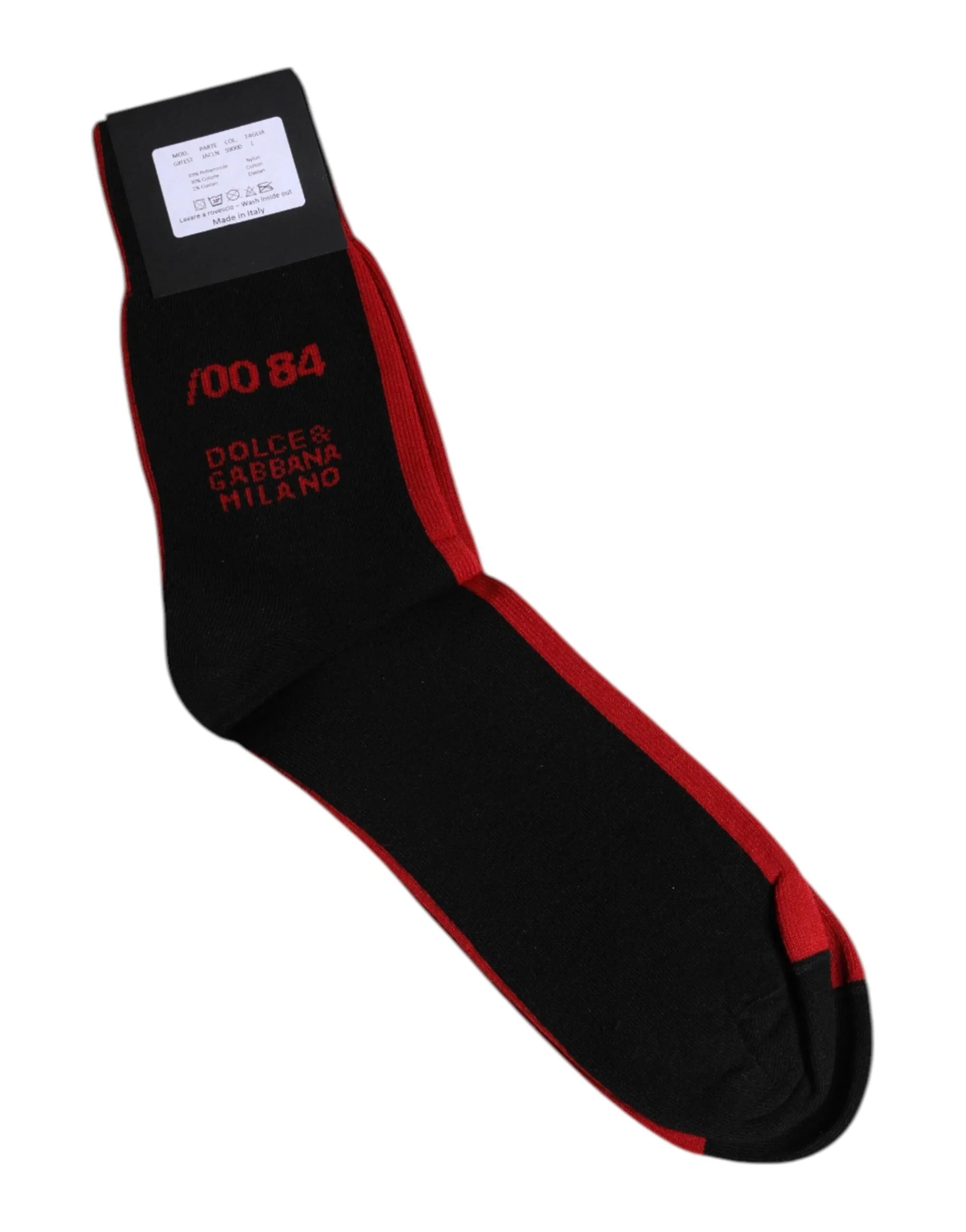Dolce & Gabbana L Dolce & Gabbana Black Nylon DG Logo Mid Calf Men Socks