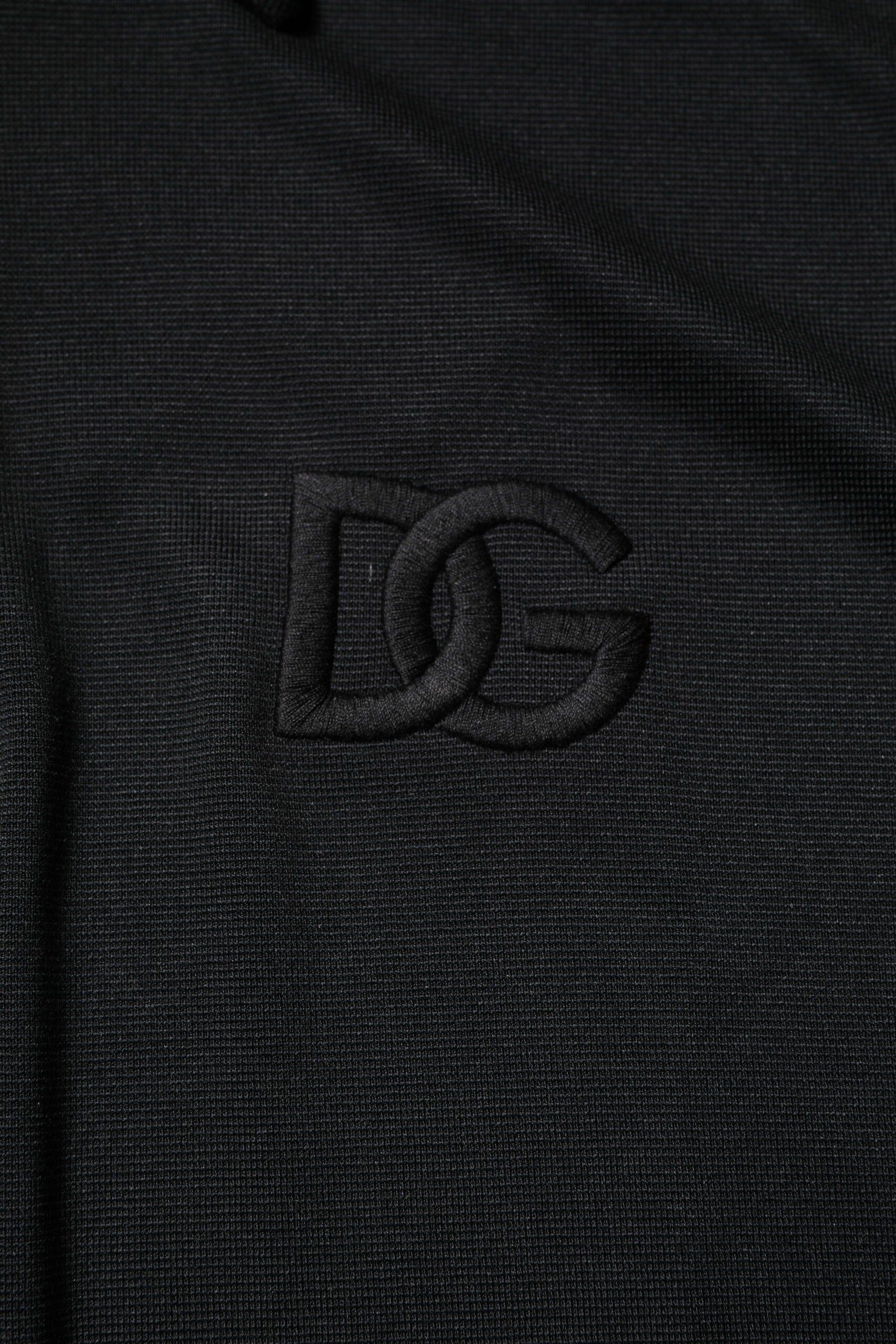 Dolce & Gabbana Premium Polos IT44 | XS Dolce & Gabbana Black Polyester DG Logo Collared Polo T-shirt