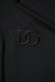 Dolce & Gabbana Premium Polos IT44 | XS Dolce & Gabbana Black Polyester DG Logo Collared Polo T-shirt