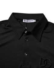Dolce & Gabbana Premium Polos IT44 | XS Dolce & Gabbana Black Polyester DG Logo Collared Polo T-shirt