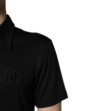 Dolce & Gabbana Premium Polos IT44 | XS Dolce & Gabbana Black Polyester DG Logo Collared Polo T-shirt