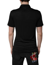 Dolce & Gabbana Premium Polos IT44 | XS Dolce & Gabbana Black Polyester DG Logo Collared Polo T-shirt