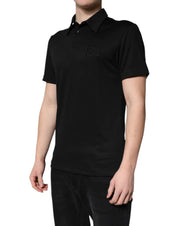 Dolce & Gabbana Premium Polos IT44 | XS Dolce & Gabbana Black Polyester DG Logo Collared Polo T-shirt