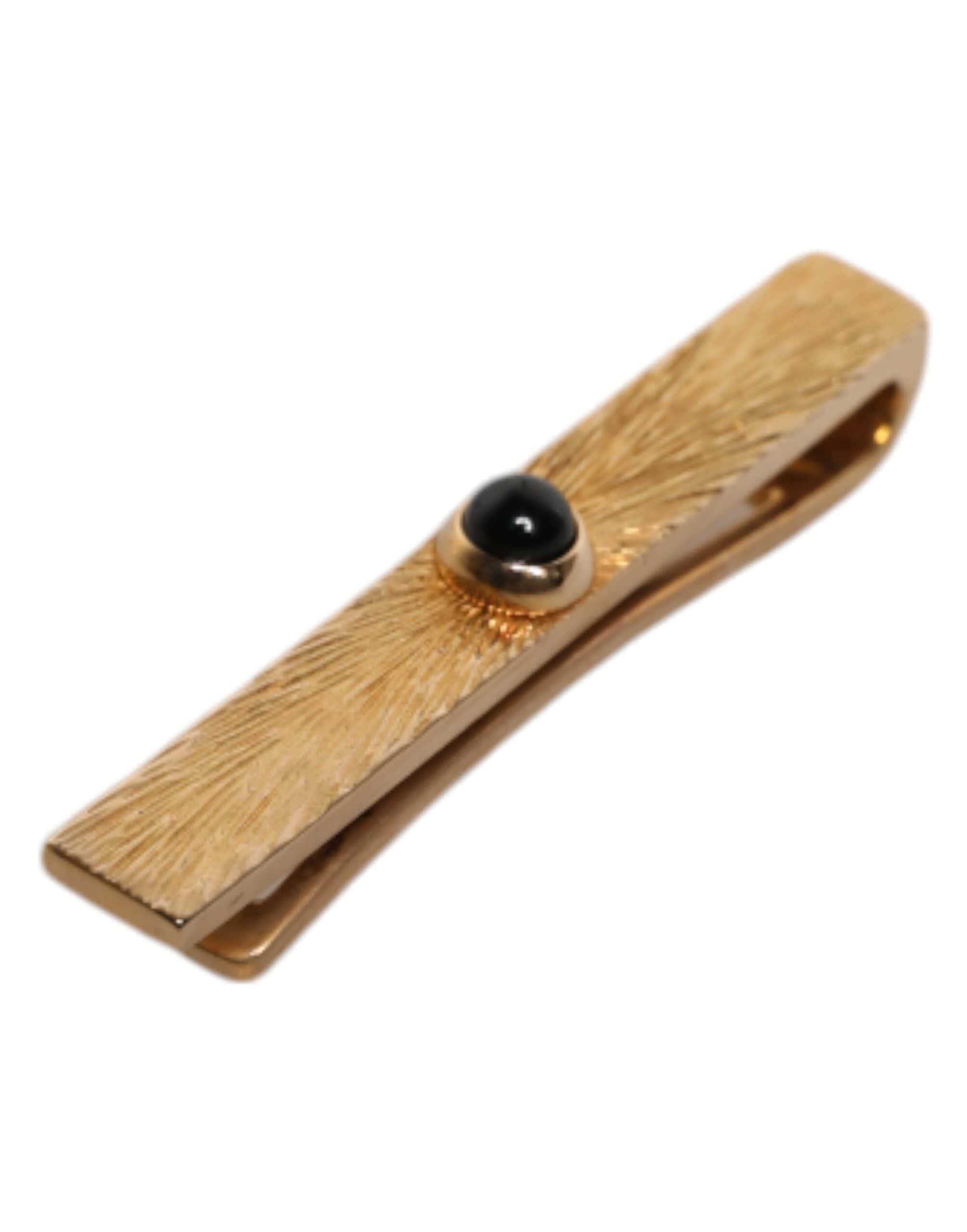 Dolce & Gabbana Dolce & Gabbana Black Sapphire Gold Tone Brass Tie Clip Bar