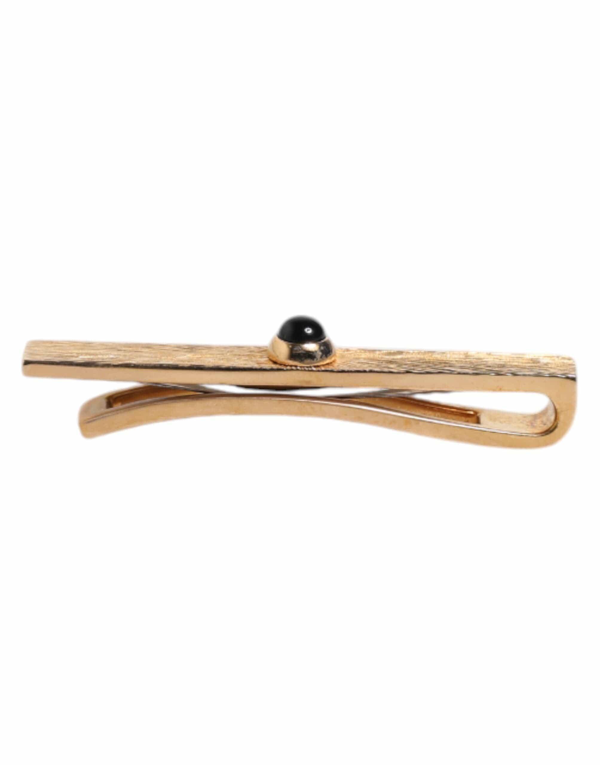 Dolce & Gabbana Dolce & Gabbana Black Sapphire Gold Tone Brass Tie Clip Bar
