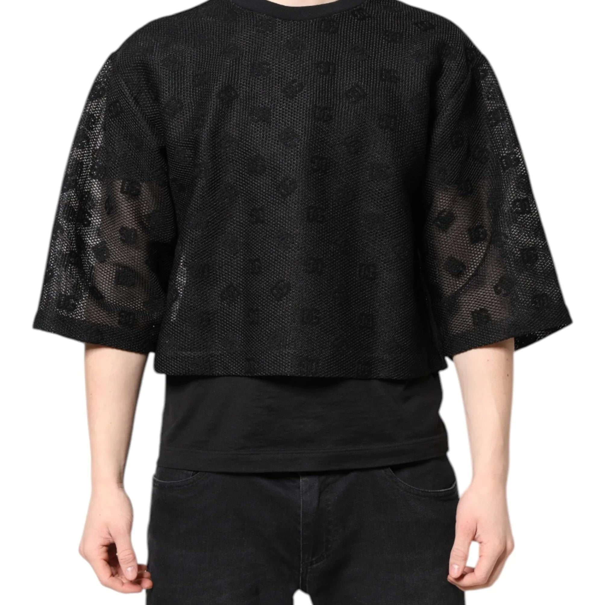 Dolce & Gabbana T-Shirts IT50 | L Dolce & Gabbana Black See Through Logo Short Sleeves T-shirt