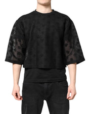 Dolce & Gabbana T-Shirts IT50 | L Dolce & Gabbana Black See Through Logo Short Sleeves T-shirt