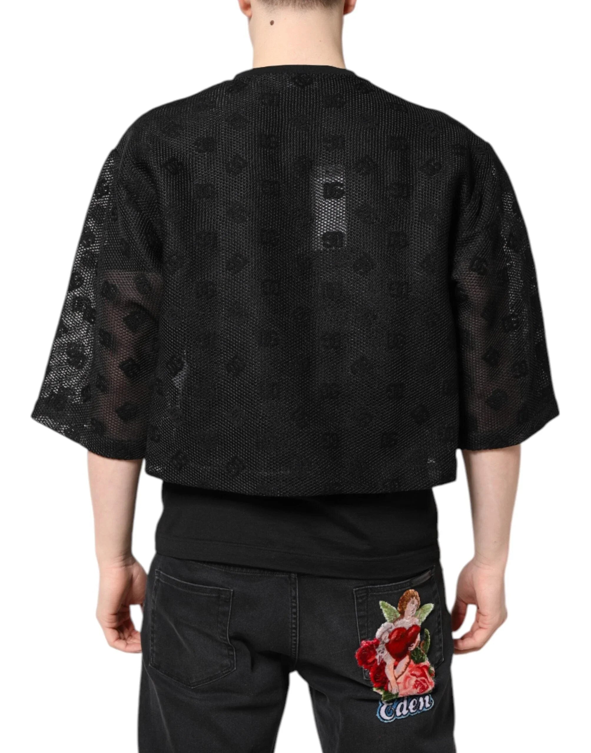 Dolce & Gabbana T-Shirts IT50 | L Dolce & Gabbana Black See Through Logo Short Sleeves T-shirt