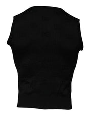 Dolce & Gabbana T-Shirts ÌT40| XXS Dolce & Gabbana Black Silk Round Neck Sleeveless T-shirt