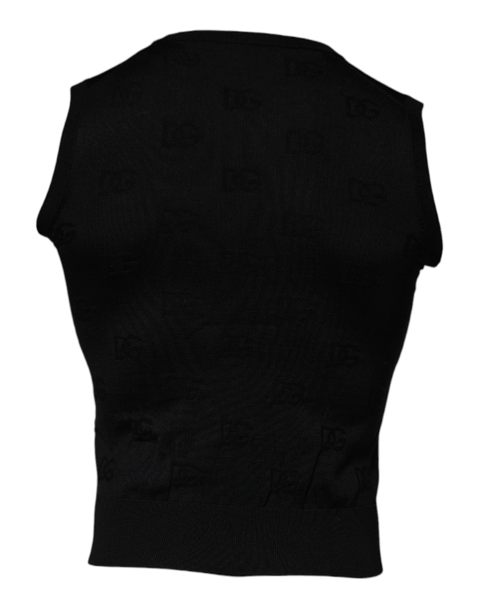 Dolce & Gabbana T-Shirts ÌT40| XXS Dolce & Gabbana Black Silk Round Neck Sleeveless T-shirt