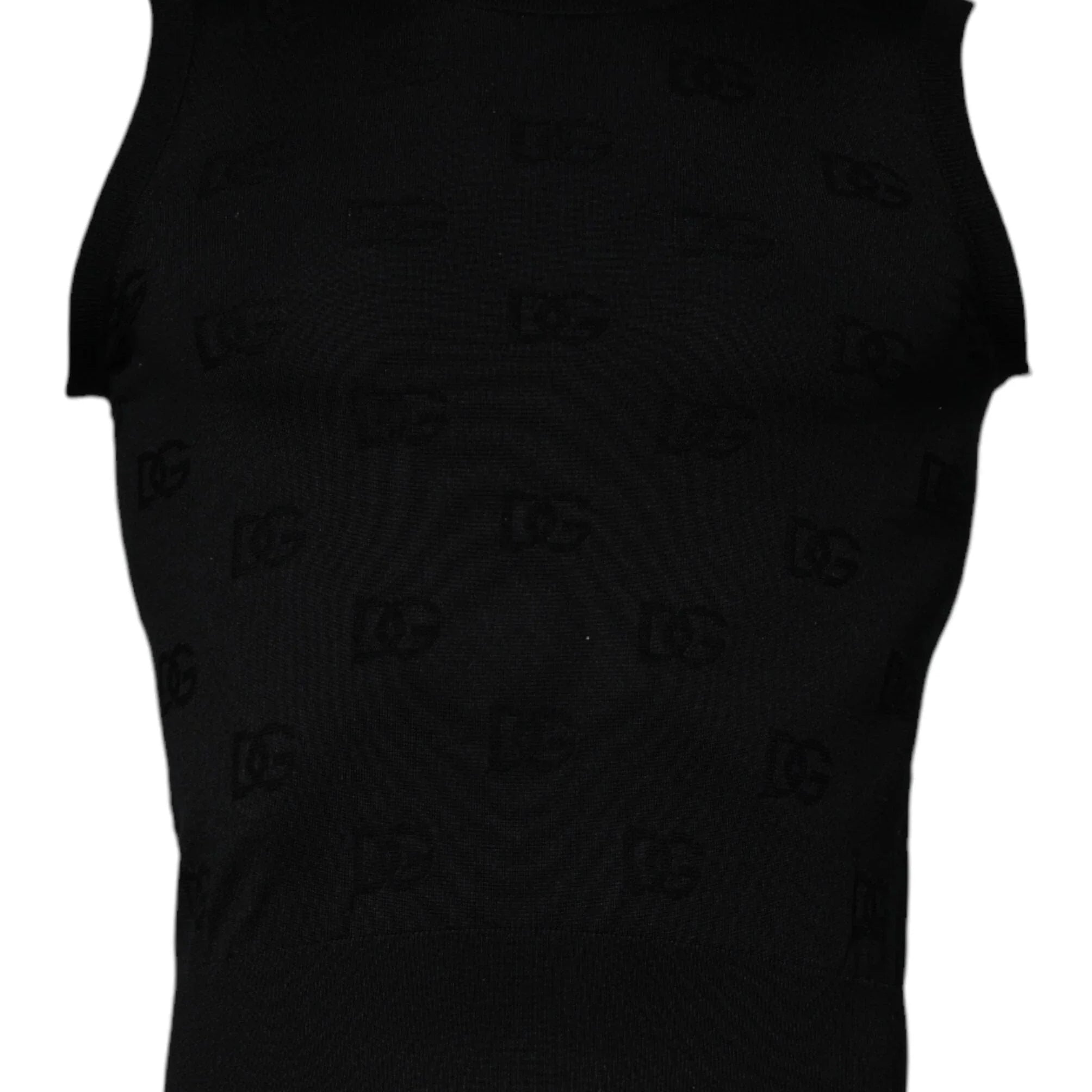 Dolce & Gabbana T-Shirts ÌT40| XXS Dolce & Gabbana Black Silk Round Neck Sleeveless T-shirt