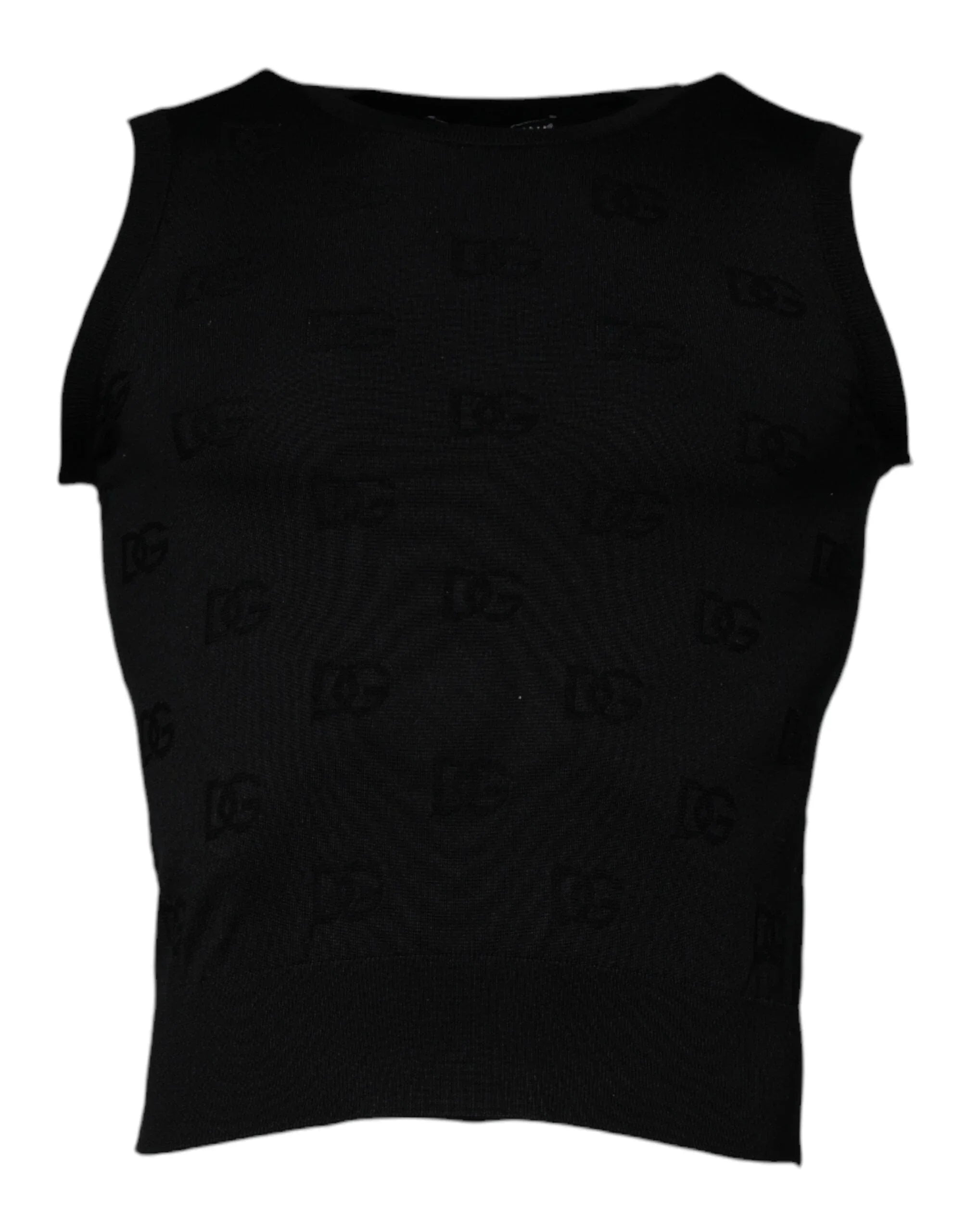 Dolce & Gabbana T-Shirts ÌT40| XXS Dolce & Gabbana Black Silk Round Neck Sleeveless T-shirt