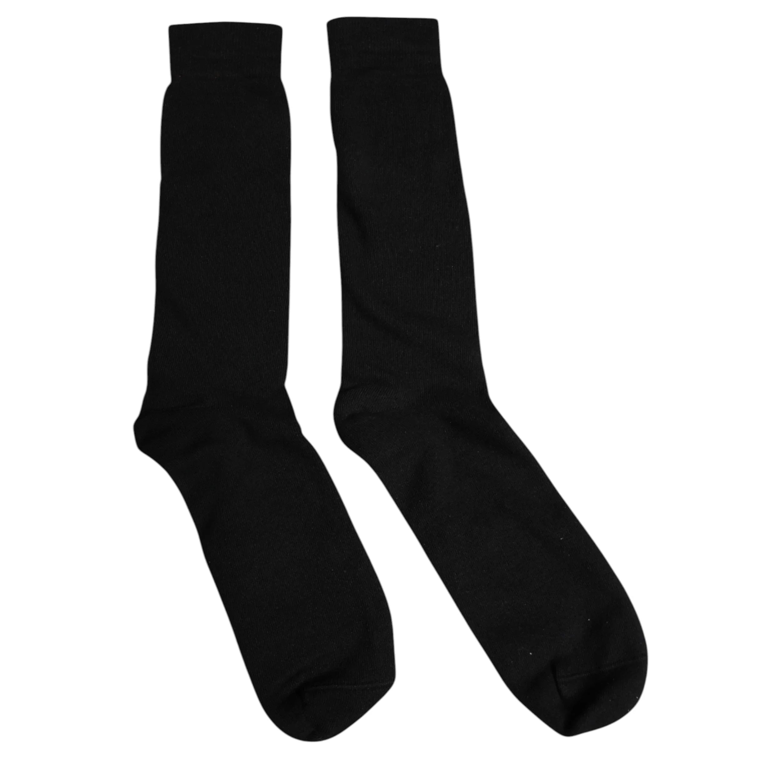 Dolce & Gabbana L Dolce & Gabbana Black Solid Cotton Mid Calf Men Socks