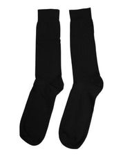 Dolce & Gabbana L Dolce & Gabbana Black Solid Cotton Mid Calf Men Socks