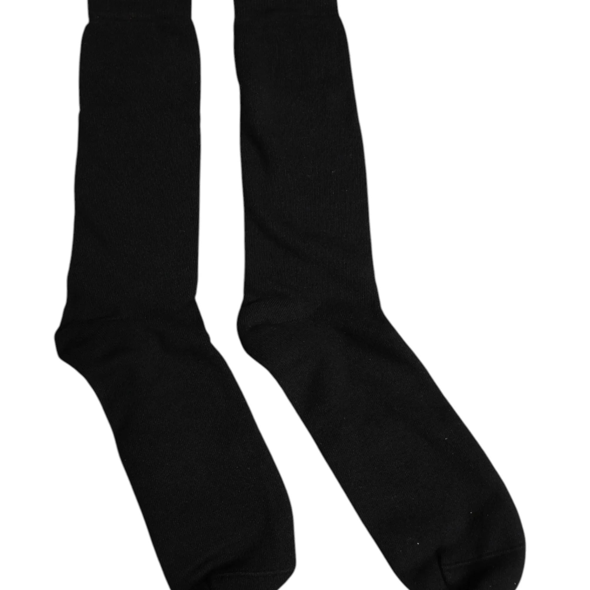 Dolce & Gabbana L Dolce & Gabbana Black Solid Cotton Mid Calf Men Socks