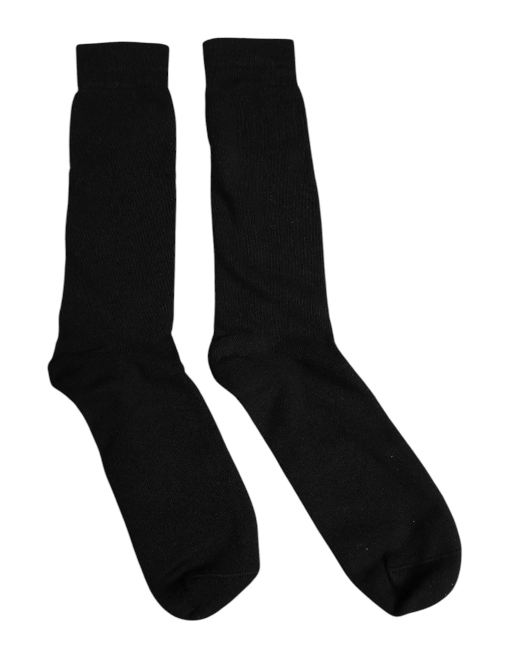 Dolce & Gabbana L Dolce & Gabbana Black Solid Cotton Mid Calf Men Socks