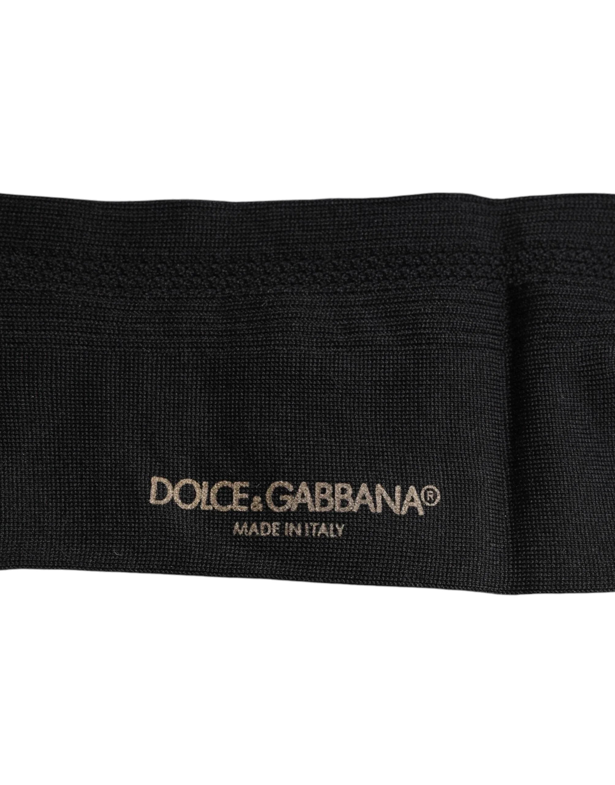 Dolce & Gabbana L Dolce & Gabbana Black Stretch Logo Mid Calf Men Socks