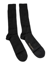 Dolce & Gabbana L Dolce & Gabbana Black Stretch Logo Mid Calf Men Socks