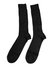 Dolce & Gabbana L Dolce & Gabbana Black Stretch Logo Mid Calf Men Socks