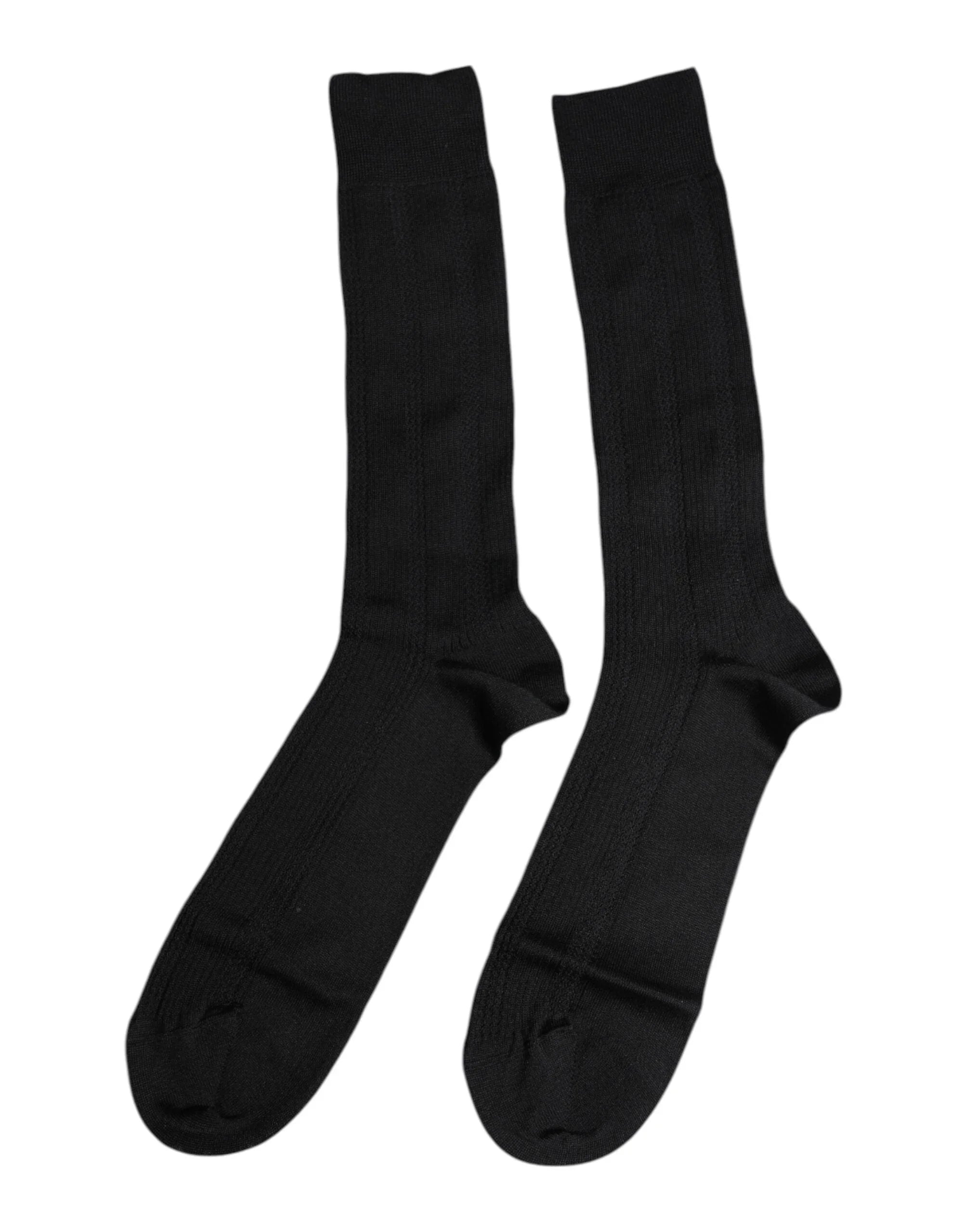 Dolce & Gabbana L Dolce & Gabbana Black Stretch Logo Mid Calf Men Socks