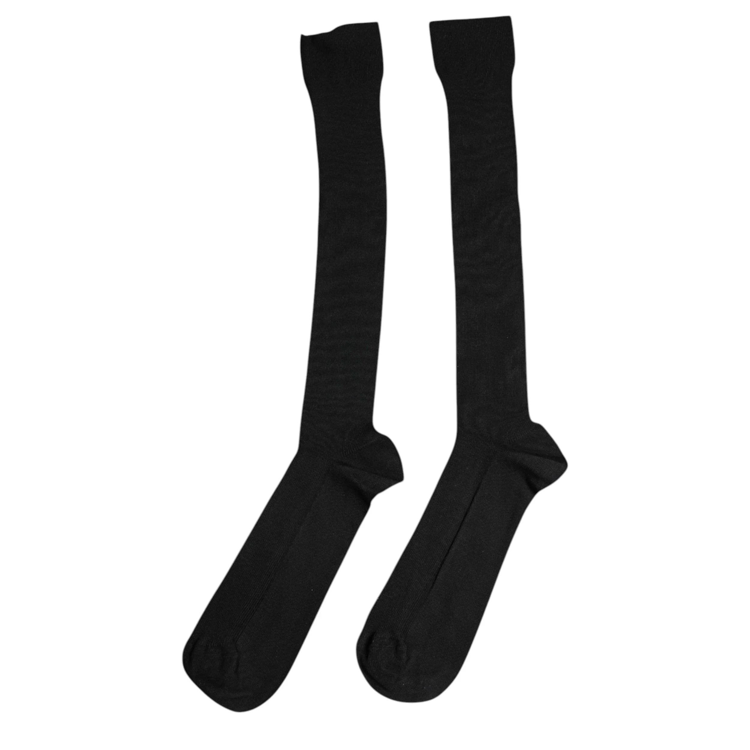Dolce & Gabbana L Dolce & Gabbana Black Viscose Logo Over The Calf Socks