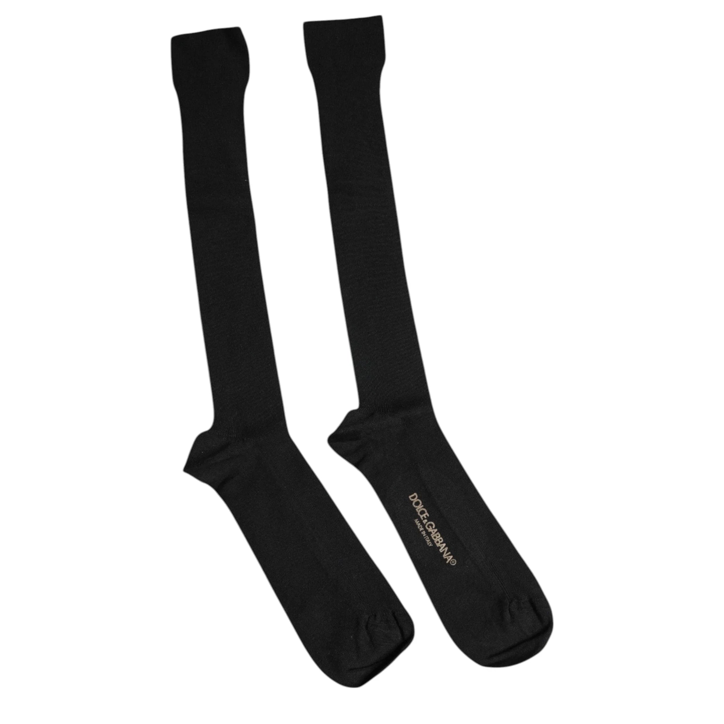 Dolce & Gabbana L Dolce & Gabbana Black Viscose Logo Over The Calf Socks
