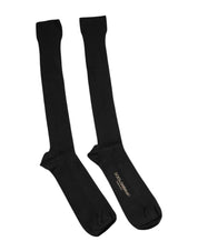Dolce & Gabbana L Dolce & Gabbana Black Viscose Logo Over The Calf Socks