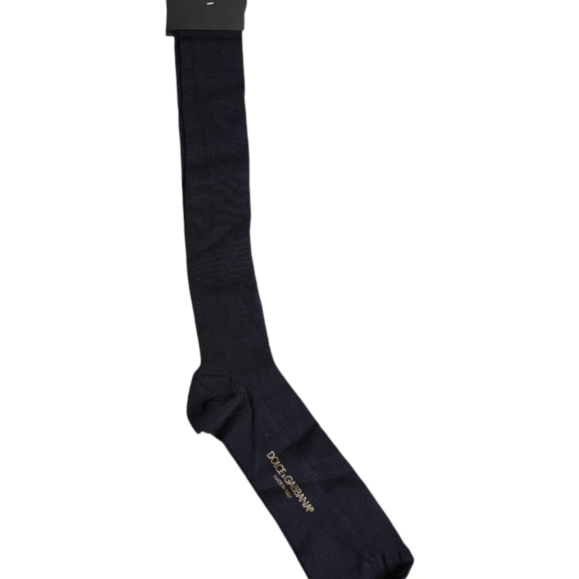 Dolce & Gabbana XL Dolce & Gabbana Black Viscose Logo Over The Calf Socks