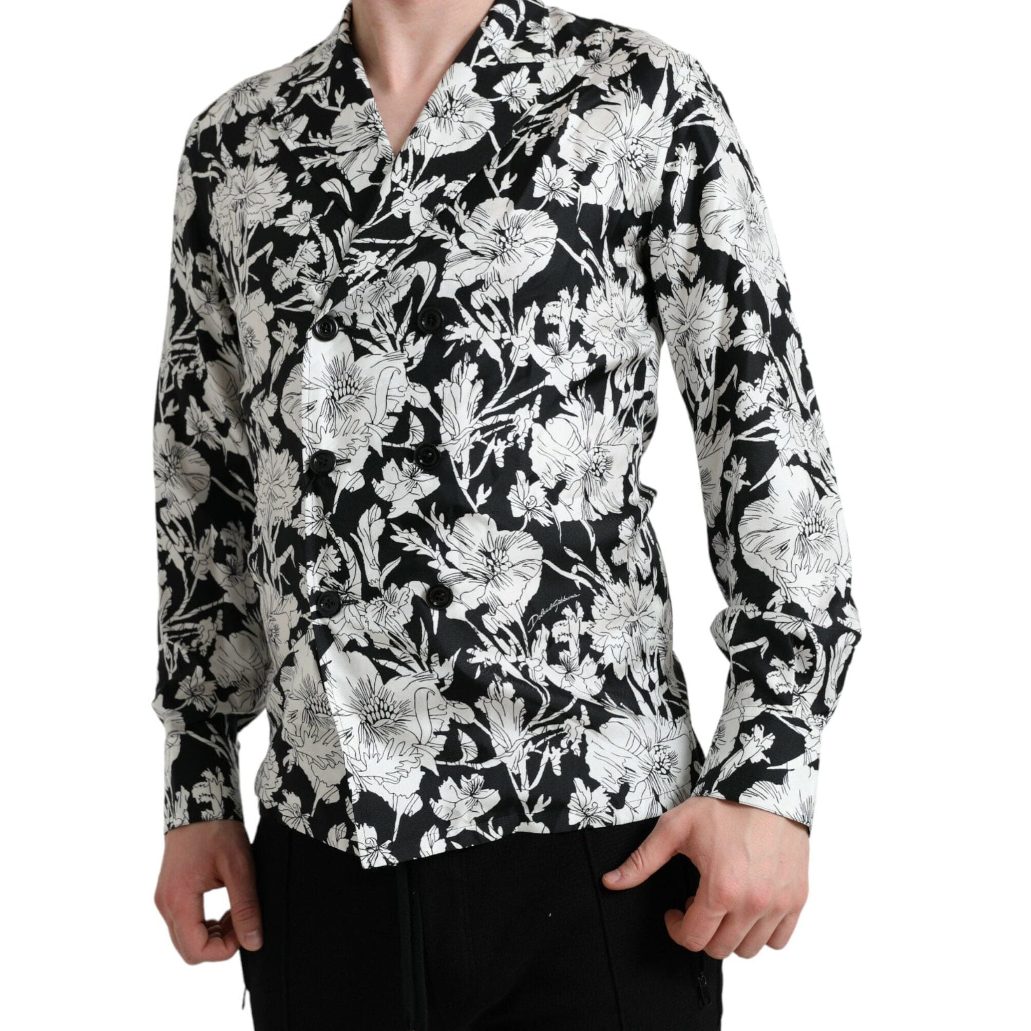 Dolce & Gabbana Shirts IT37 | XS Dolce & Gabbana Black White Floral Button Down Casual Shirt