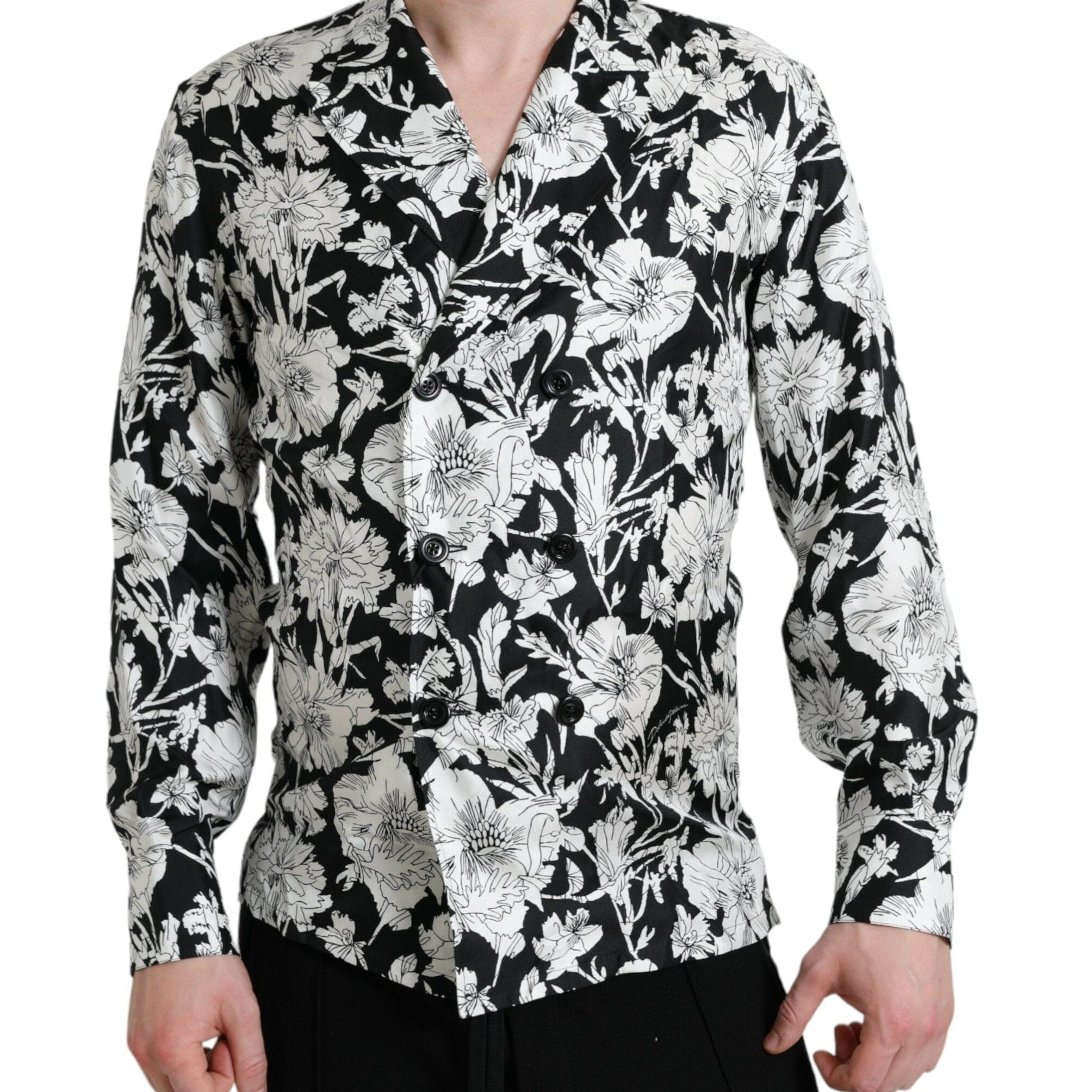 Dolce & Gabbana Shirts IT37 | XS Dolce & Gabbana Black White Floral Button Down Casual Shirt