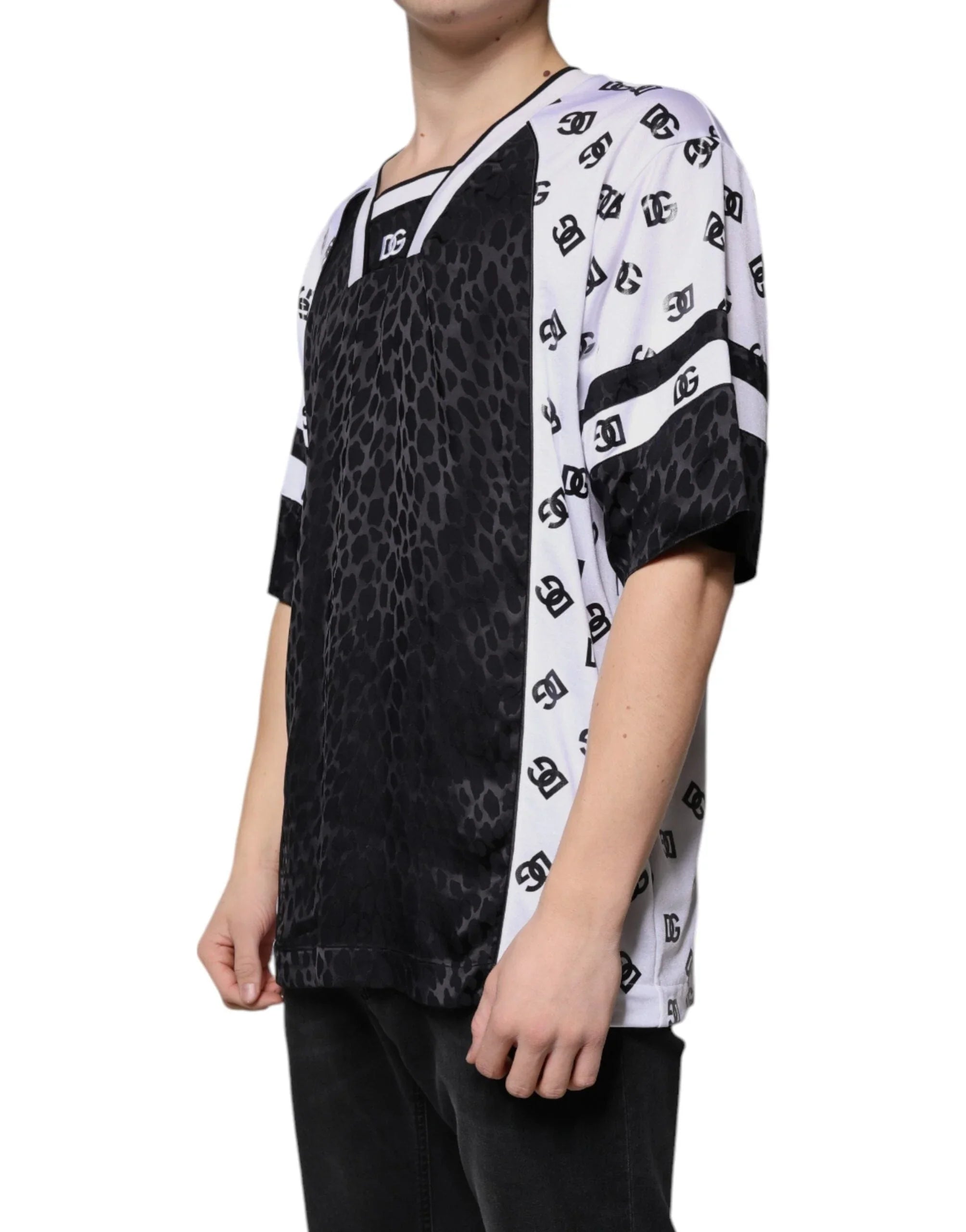 Dolce & Gabbana T-Shirts IT52 | XL Dolce & Gabbana Black White Logo Men Short Sleeves T-shirt
