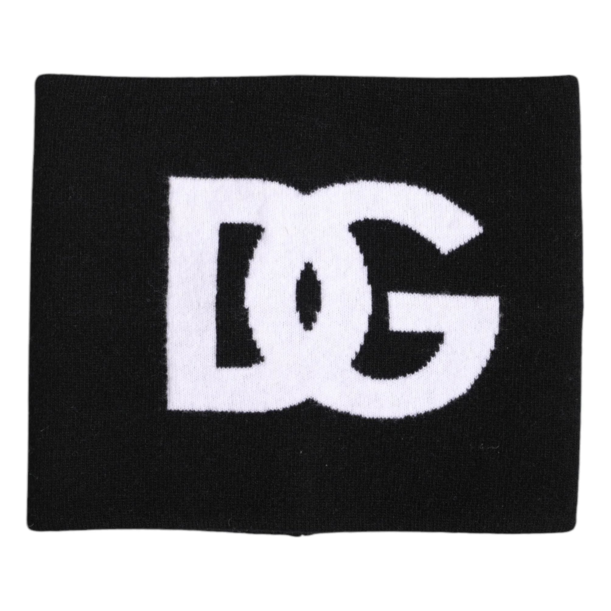 Dolce & Gabbana Dolce & Gabbana Black White Logo Print Knitted Neck Warmer Scarf