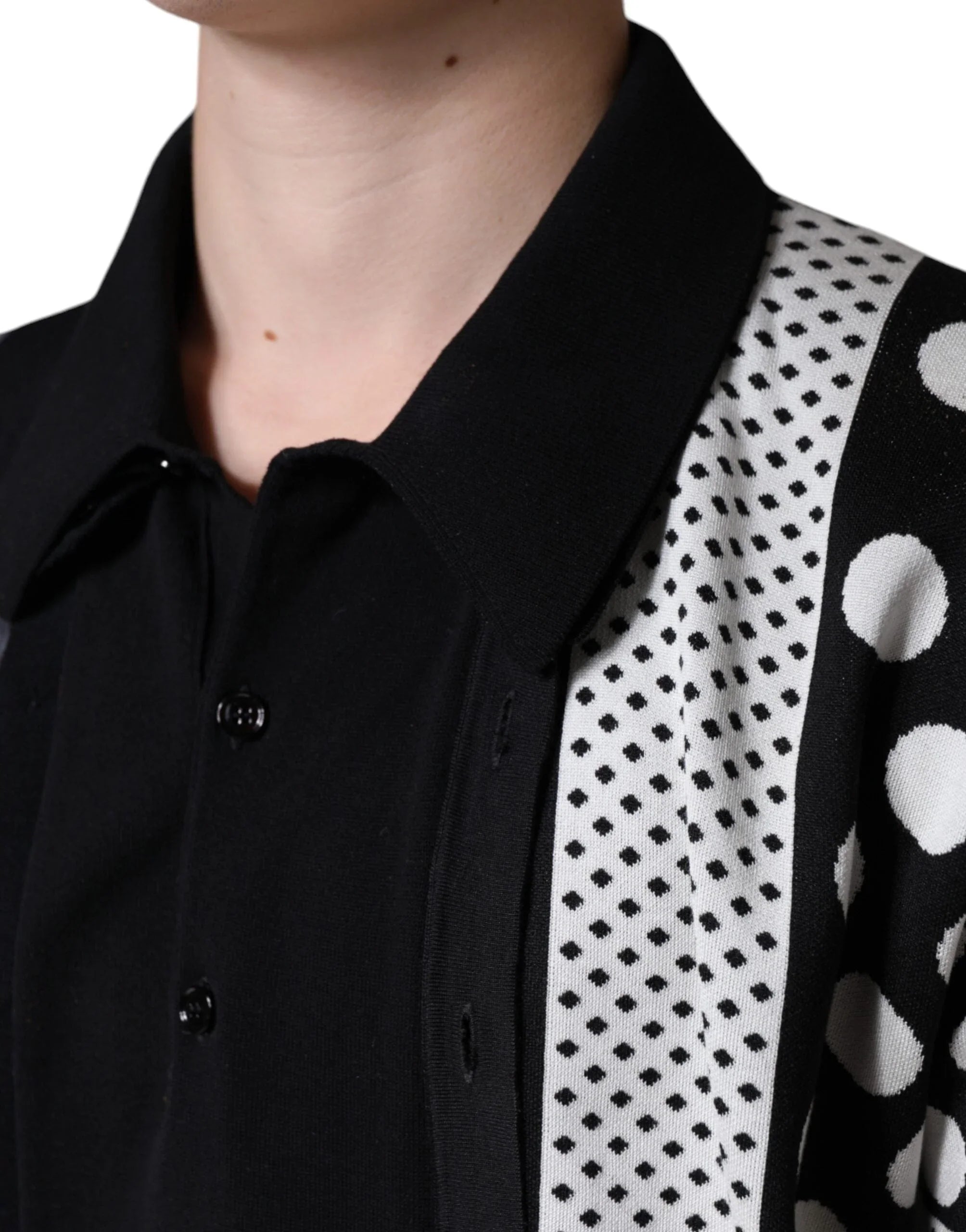 Dolce & Gabbana Premium Polos IT52 | XL Dolce & Gabbana Black White Polka Dot Collared Polo T-shirt