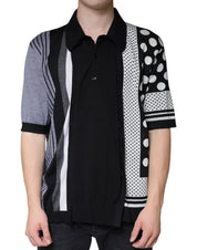 Dolce & Gabbana Premium Polos IT52 | XL Dolce & Gabbana Black White Polka Dot Collared Polo T-shirt