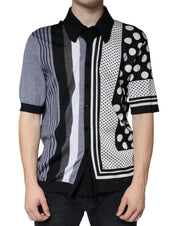 Dolce & Gabbana Premium Polos IT52 | XL Dolce & Gabbana Black White Polka Dot Collared Polo T-shirt