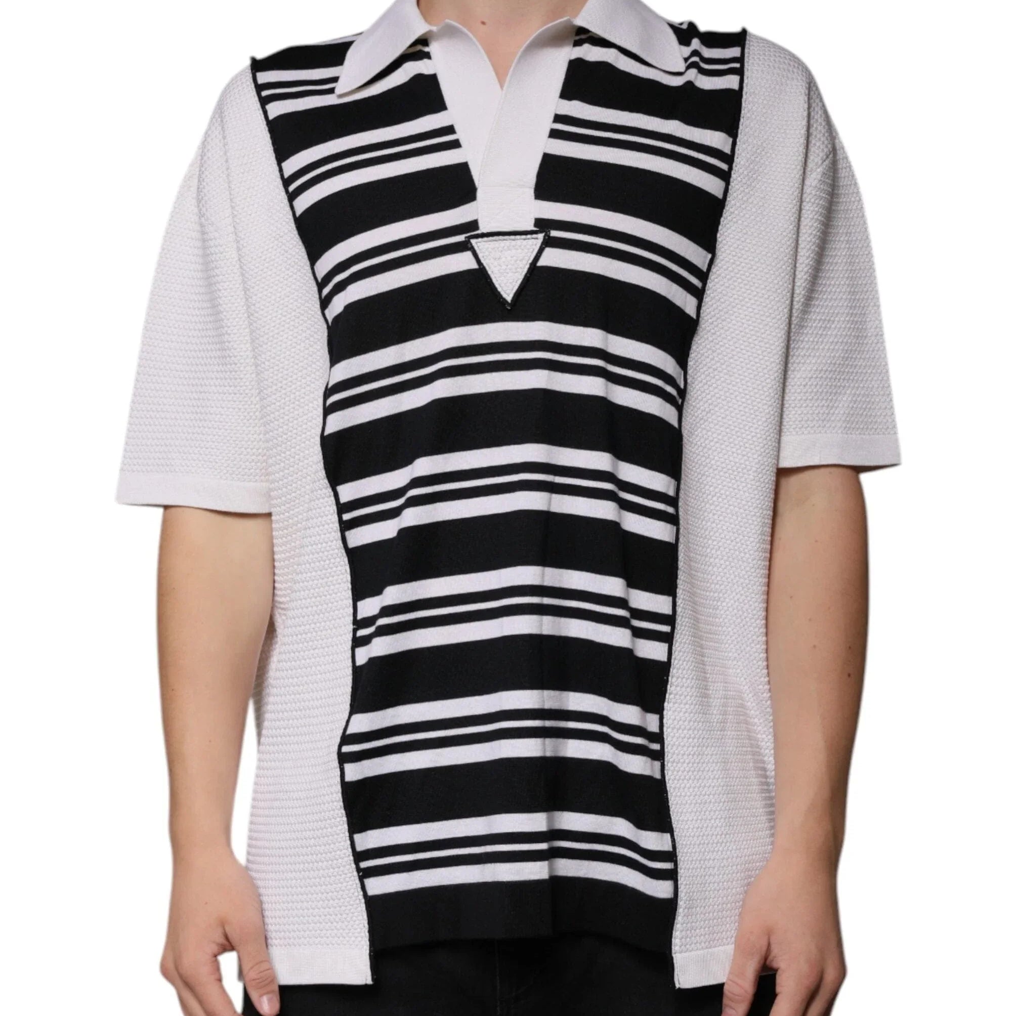 Dolce & Gabbana Premium Polos IT52 | XL Dolce & Gabbana Black White Stripes Collared Polo T-shirt