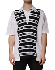 Dolce & Gabbana Premium Polos IT52 | XL Dolce & Gabbana Black White Stripes Collared Polo T-shirt
