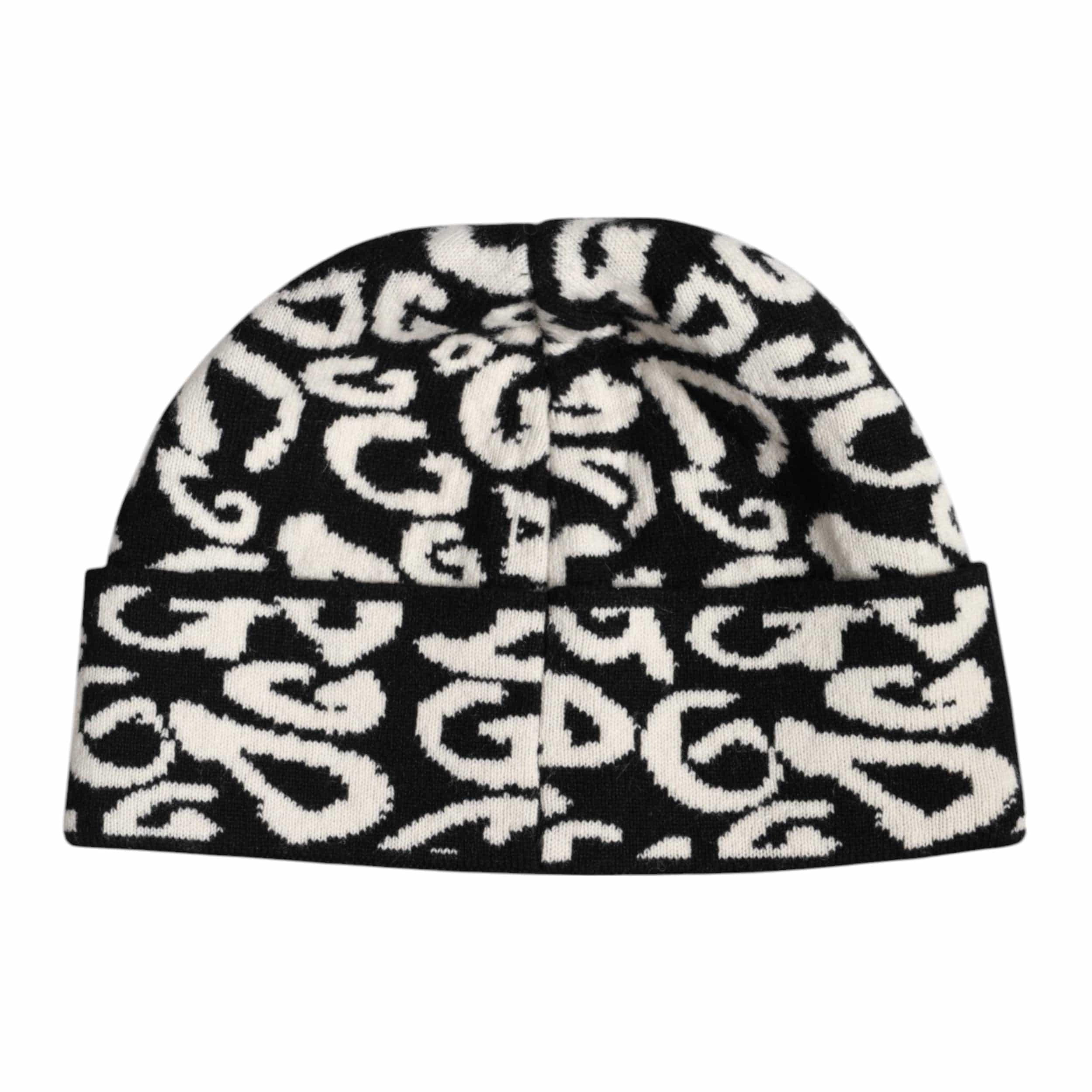 Dolce & Gabbana Dolce & Gabbana Black White Wool Knitted Winter Beanie Hat