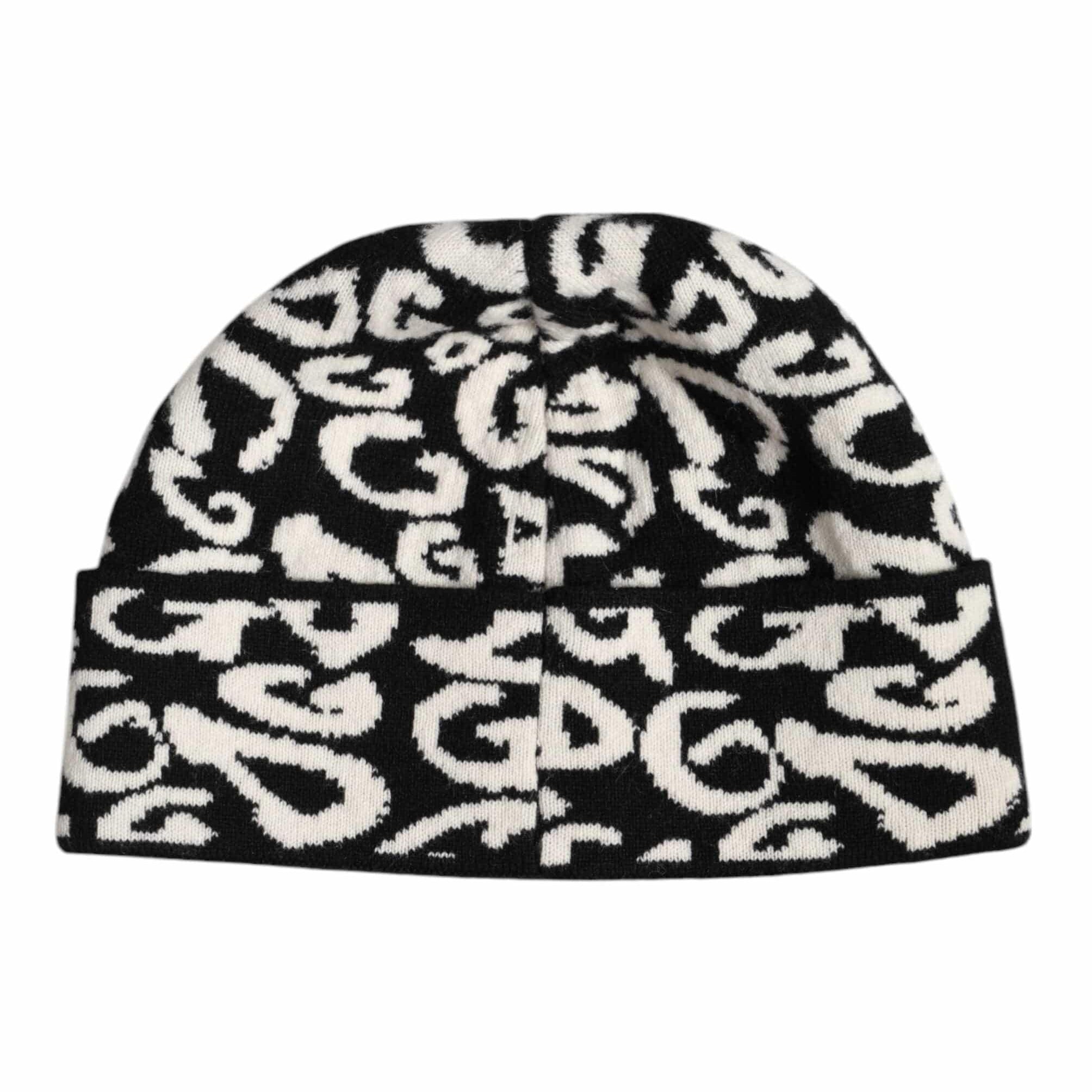 Dolce & Gabbana Dolce & Gabbana Black White Wool Knitted Winter Beanie Hat