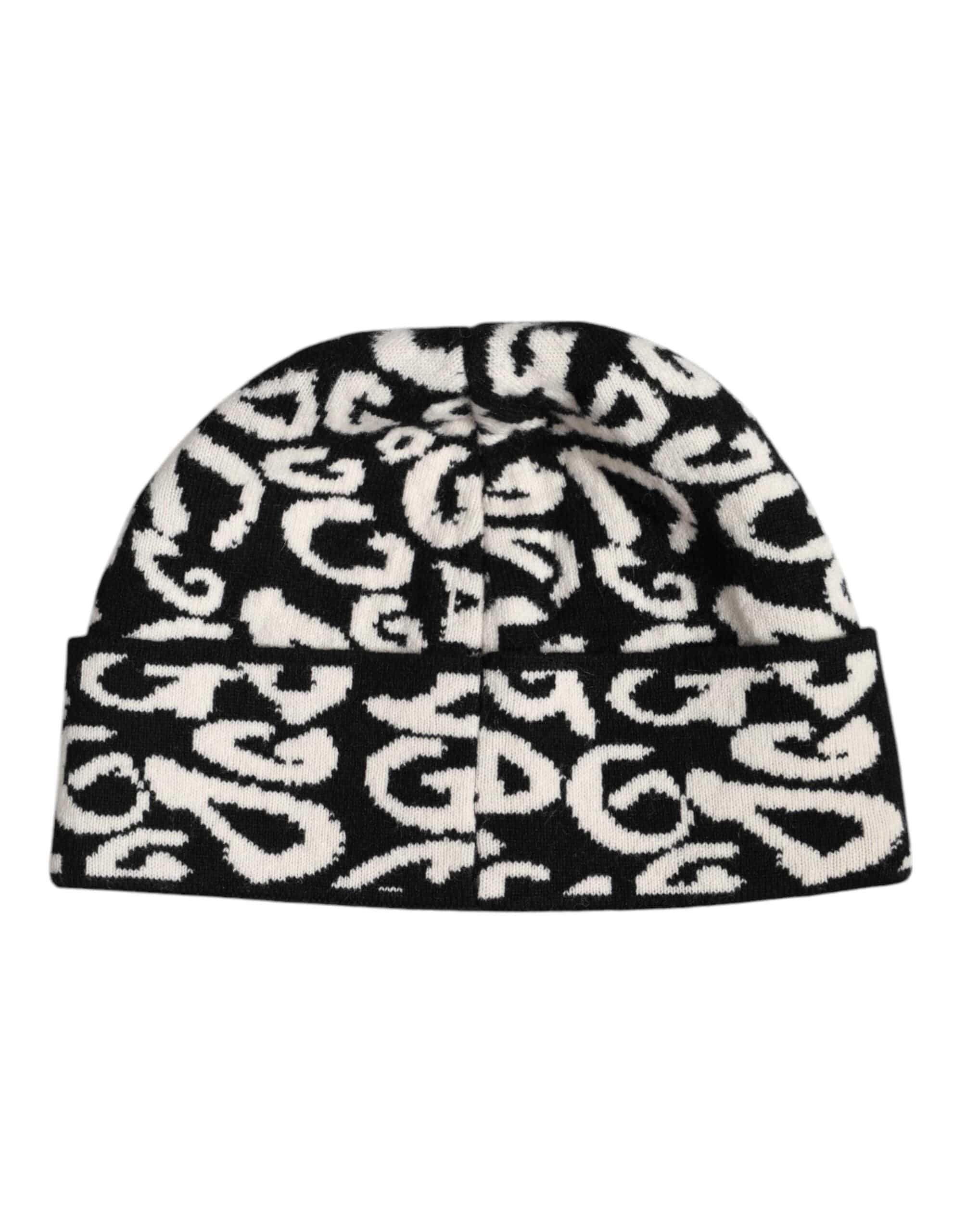 Dolce & Gabbana Dolce & Gabbana Black White Wool Knitted Winter Beanie Hat