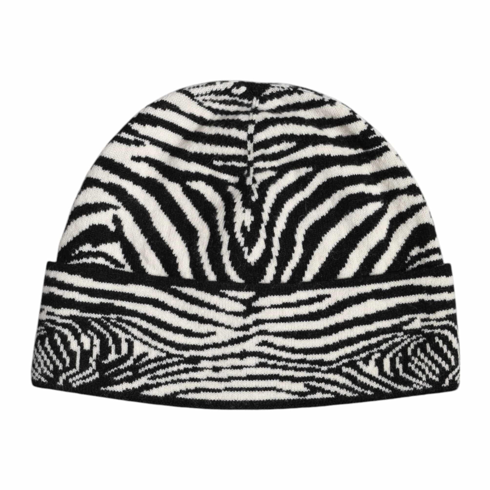 Dolce & Gabbana Dolce & Gabbana Black White Zebra Knitted Winter Beanie Hat