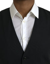 Dolce & Gabbana Formal Vests IT48 | M Dolce & Gabbana Black Wool Formal Dress Waistcoat Vest