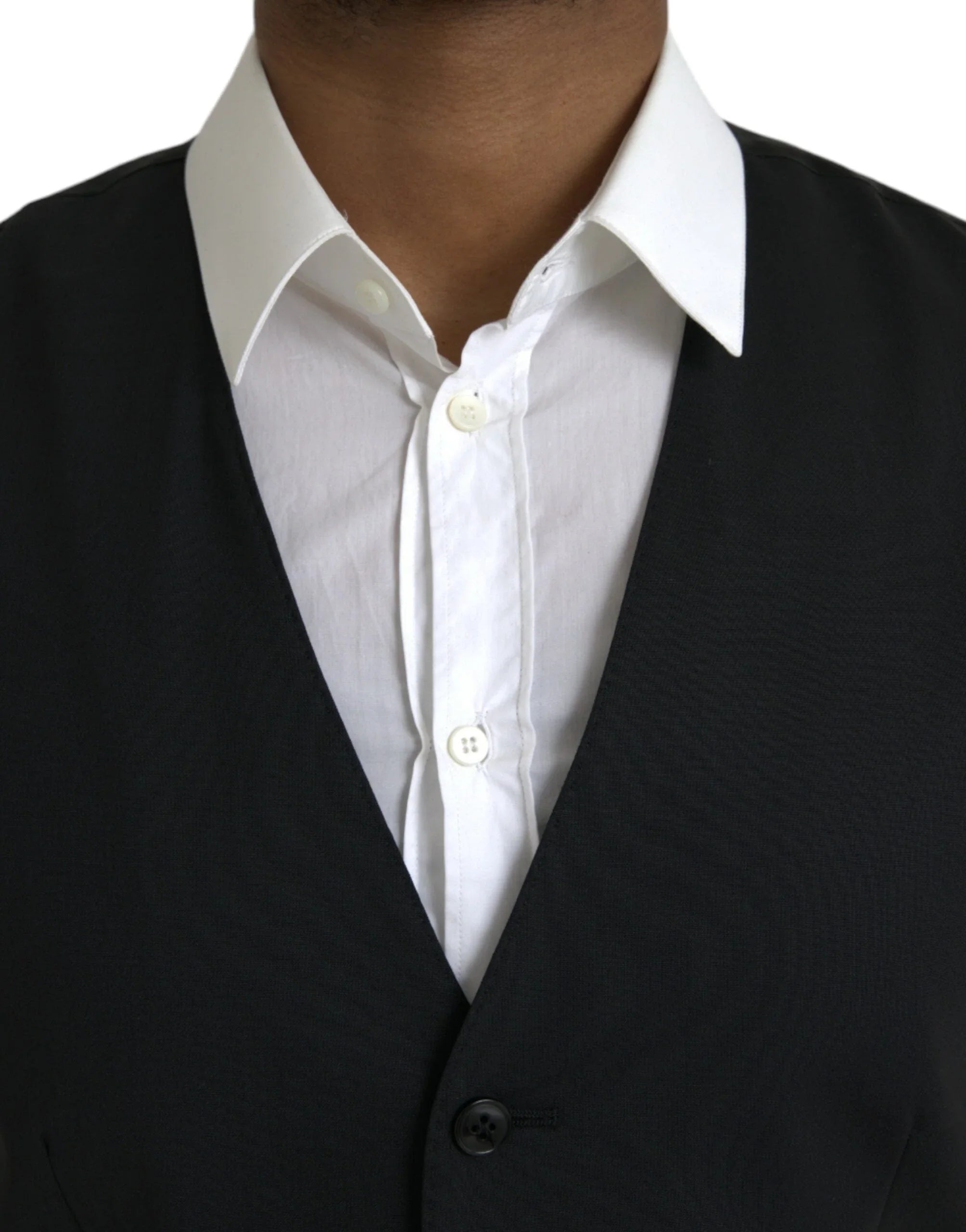 Dolce & Gabbana Formal Vests IT48 | M Dolce & Gabbana Black Wool Formal Dress Waistcoat Vest